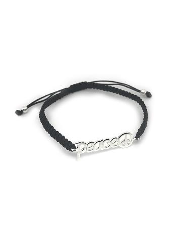 Black Macrame Cord Peace Charm Bracelet