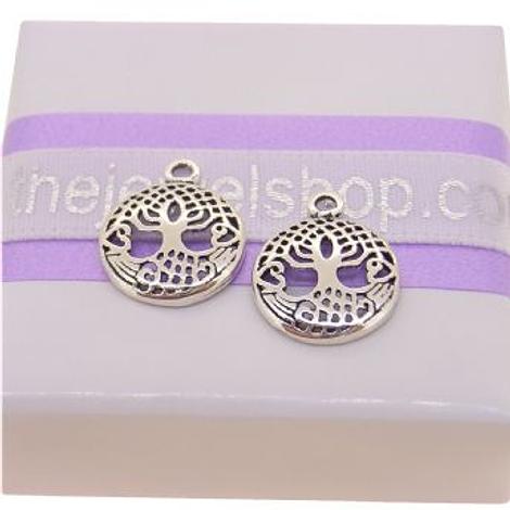 Sterling Silver 11mm Celtic Tree of Life Two Charms for Sleeper Earrings