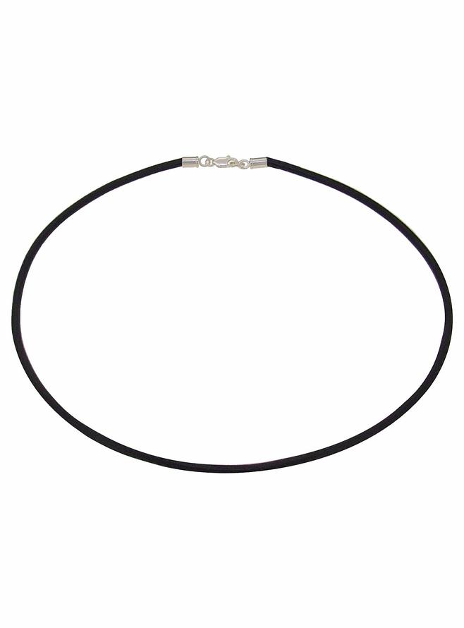 Unisex Sterling Silver 3mm Leather Necklace in Black