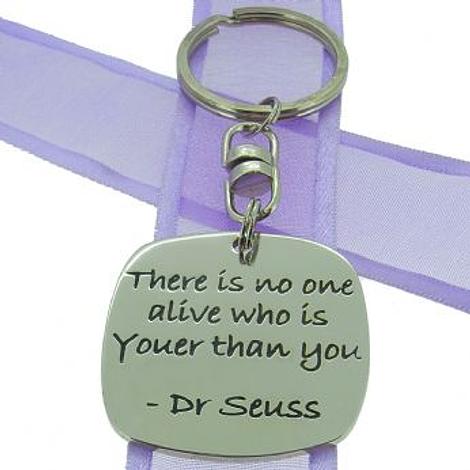 Square Poetic Affirmation Key Ring - There Is No One Alive Who Is Youer Than You - Kc-1-38