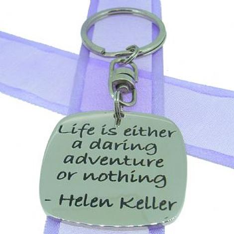 Square Poetic Affirmation Key Ring - Life Is Either a Daring Adventure or Nothing - Kc-1-49