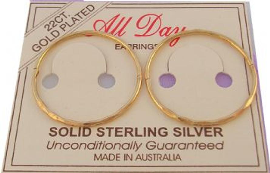 EXTRA LARGE FACET DESIGN 23mm 22ct Gold Plated HINGED SLEEPER EARRINGS