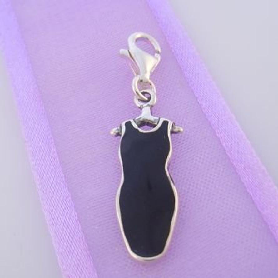 STERLING SILVER LITTLE BLACK DRESS CLIP ON CHARM - TI-03608