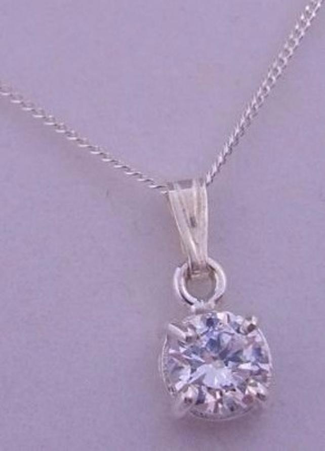 STERLING SILVER 6mm CZ CUBIC ZIRCONIA MANMADE DIAMOND CURB NECKLACE