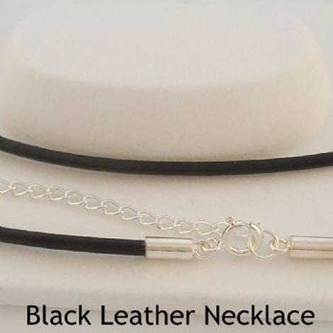 Sterling Silver Black Leather Chain Necklace