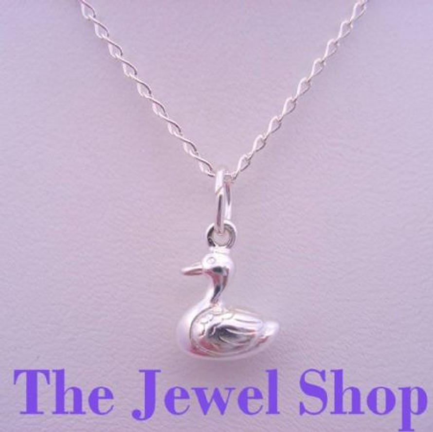 STERLING SILVER DUCK DUCKIE CHARM CURB NECKLACE