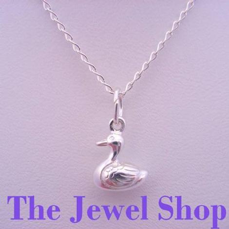 Sterling Silver Cute Duck Charm Curb Necklace