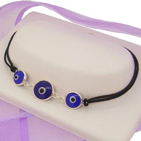Blue Evil Eye Charm Cord Bracelet