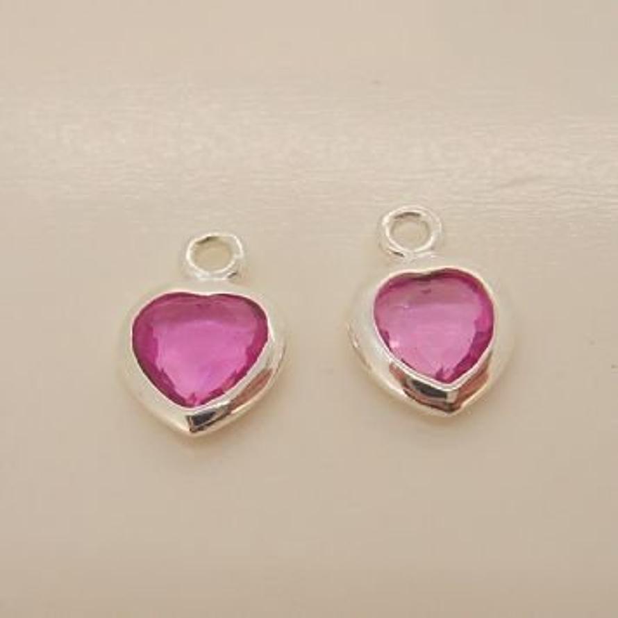 STERLING SILVER 7mm PINK CZ HEART SLEEPER CHARMS -C-SS-7mmCZheart-pink