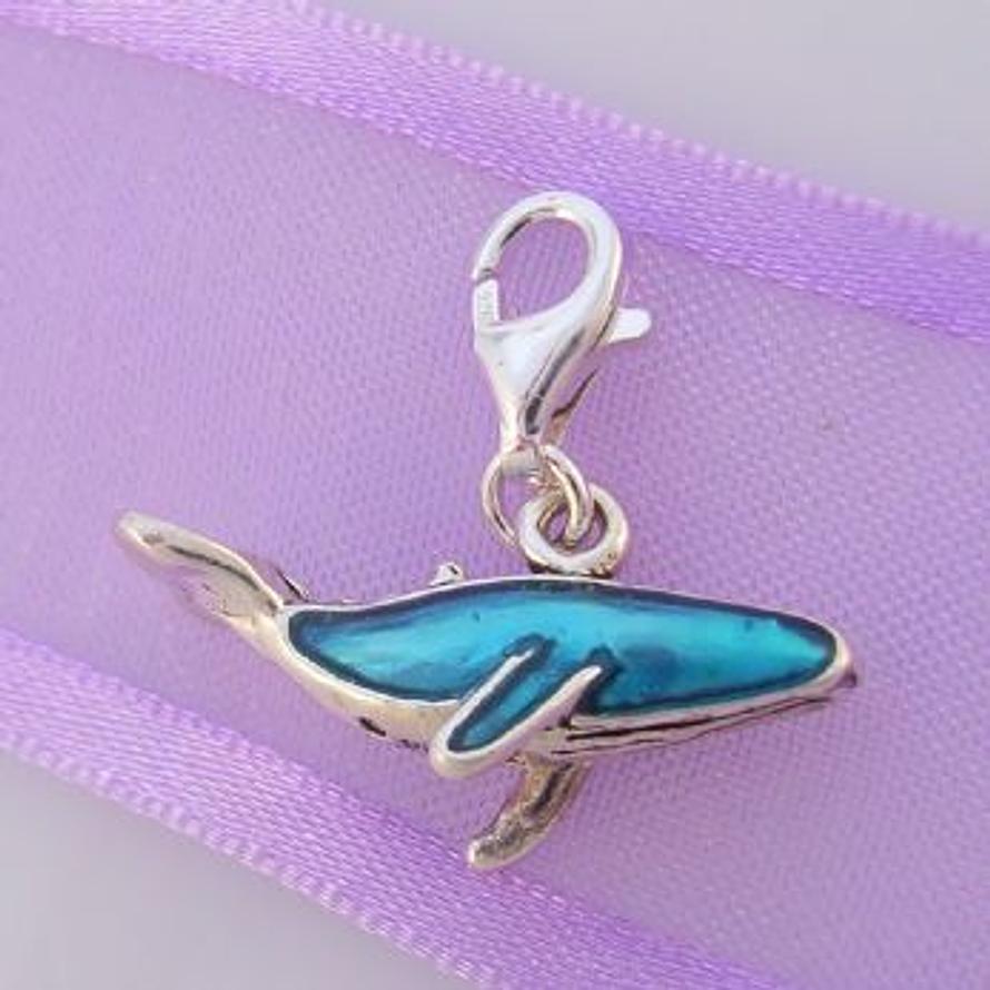 STERLING SILVER BLUE SPERM WHALE 22mm CLIP ON CHARM - TI-03253
