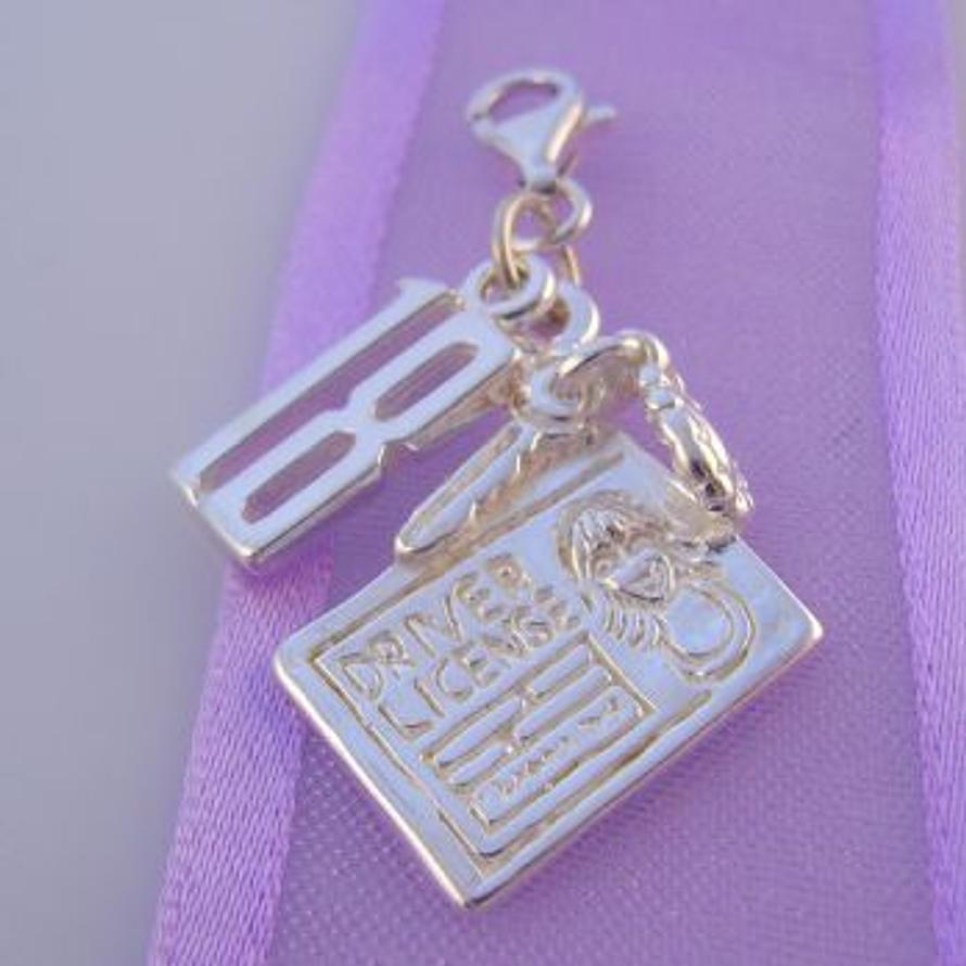 STERLING SILVER 18 18th BIRTHDAY DRIVER LICENCE CLIP ON CHARM -HR1039-KB7