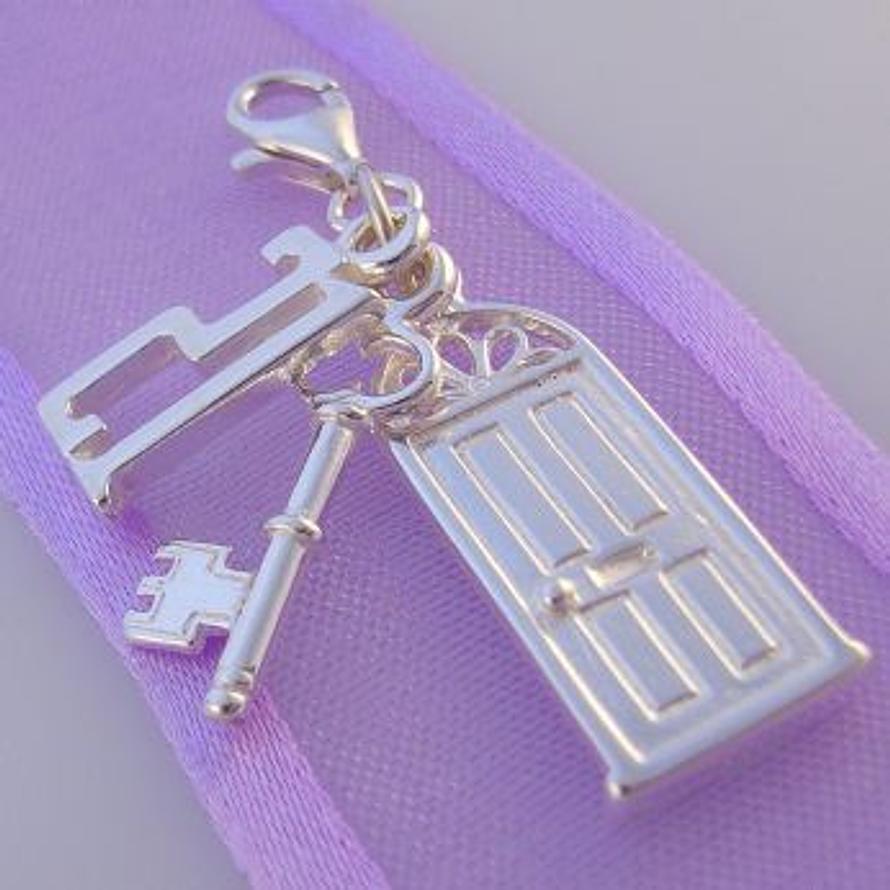 STERLING SILVER 21 21st BIRTHDAY KEY to the DOOR CLIP ON CHARM -HR3003-1042