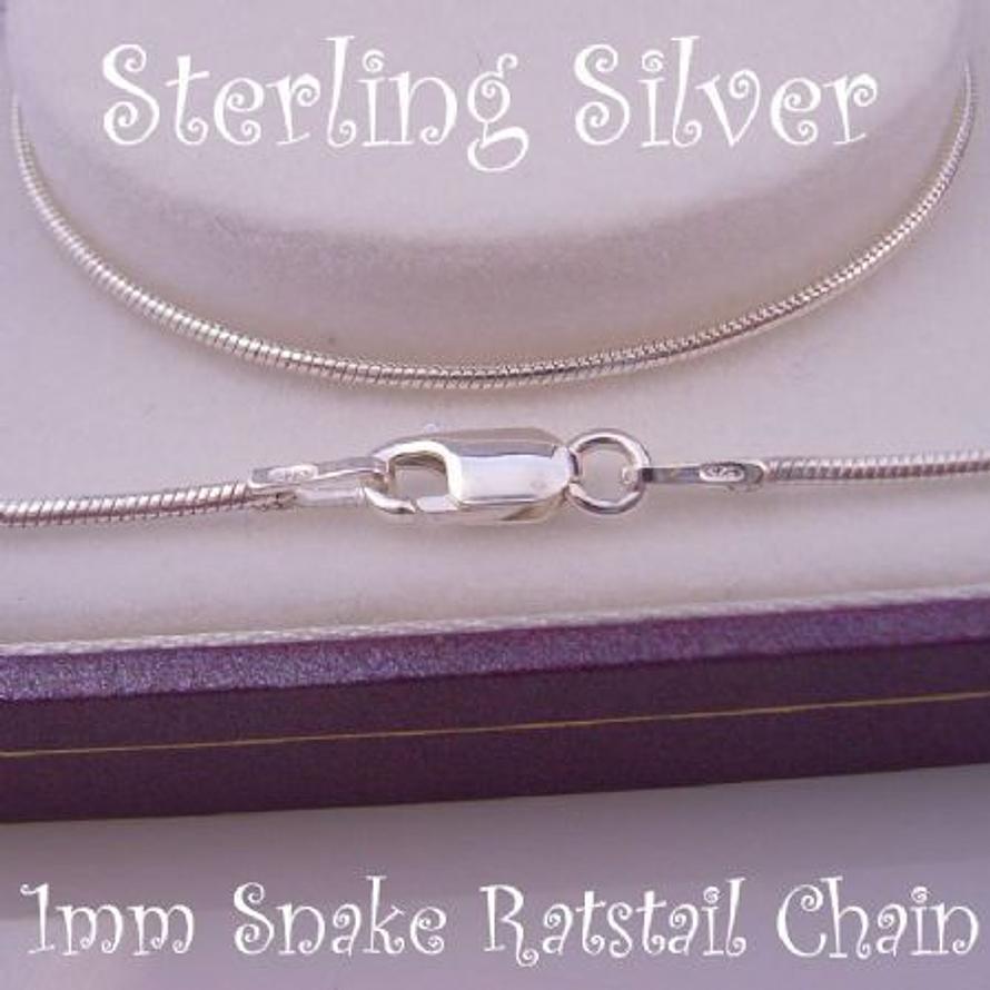 45CM STERLING SILVER SNAKE RATSTAIL NECKLACE CHAIN 4g