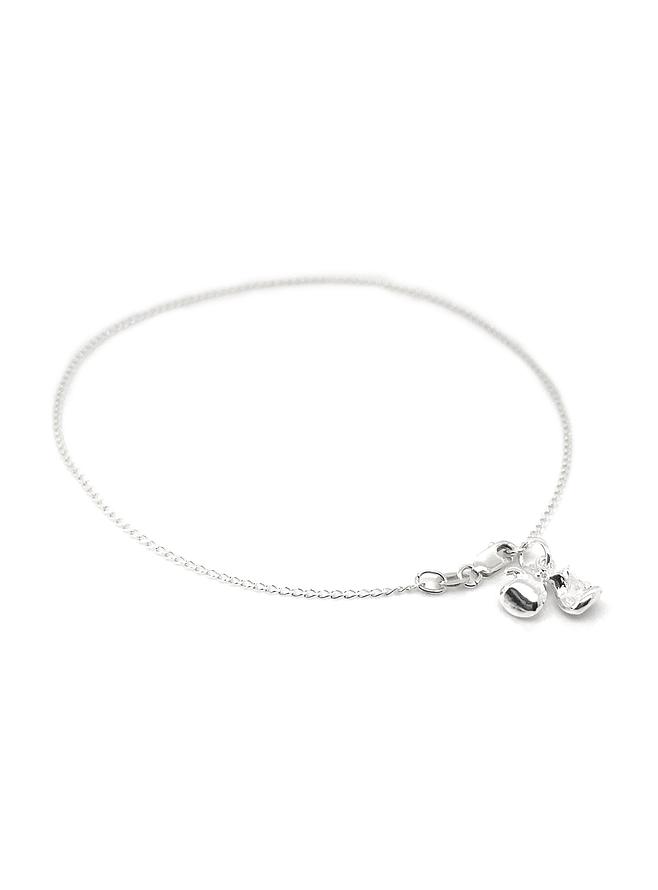 Sterling Silver Boxing Gloves Charm Curb Chain Anklet 26cm