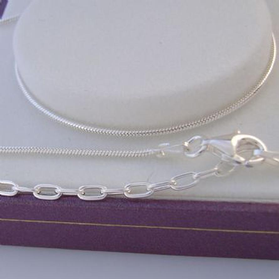 STERLING SILVER 1.2mm SNAKE NECKLACE 40cm 6cm EXTENSION CHAIN SN25