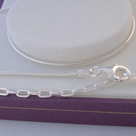 Sterling Silver 1.2mm Snake Necklace 40cm 6cm Extension Chain