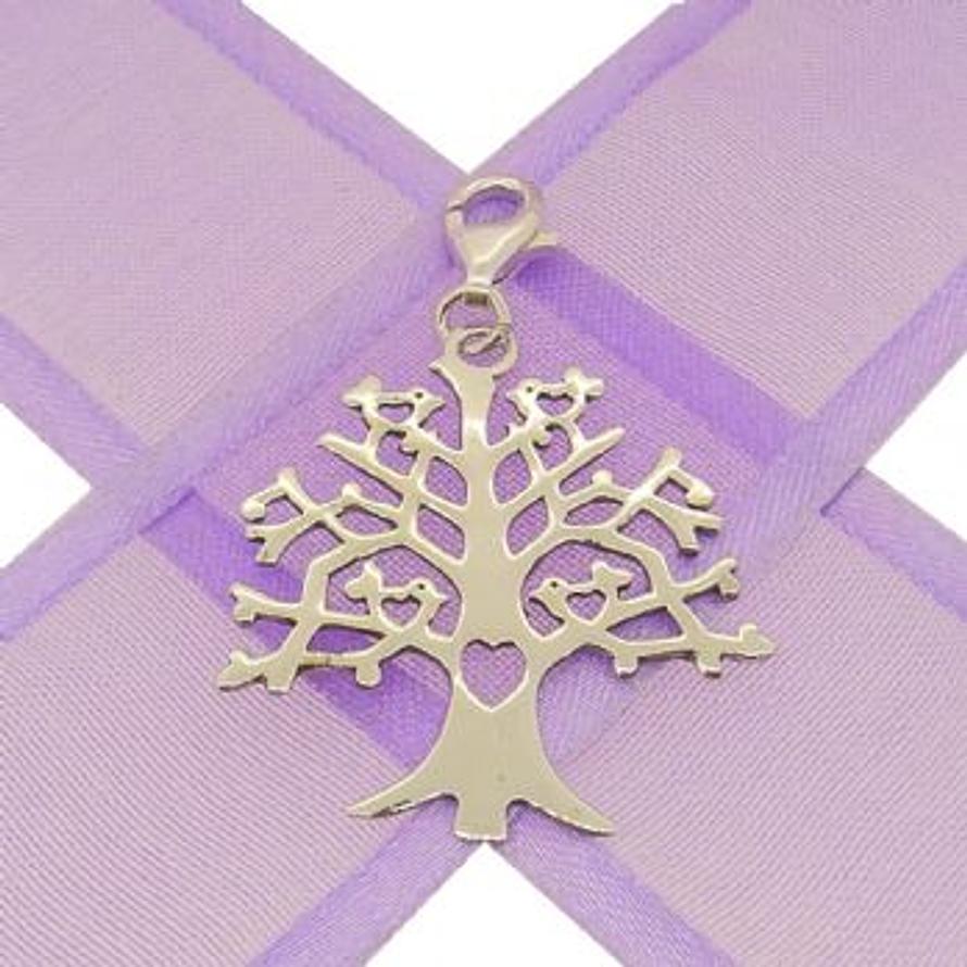 STERLING SILVER 24mm TREE OF LIFE CLIP ON CHARM PENDANT -KB85