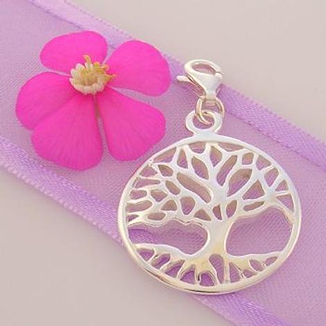 Sterling Silver 20mm Tree of Life Clip on Charm Pendant -Kb48