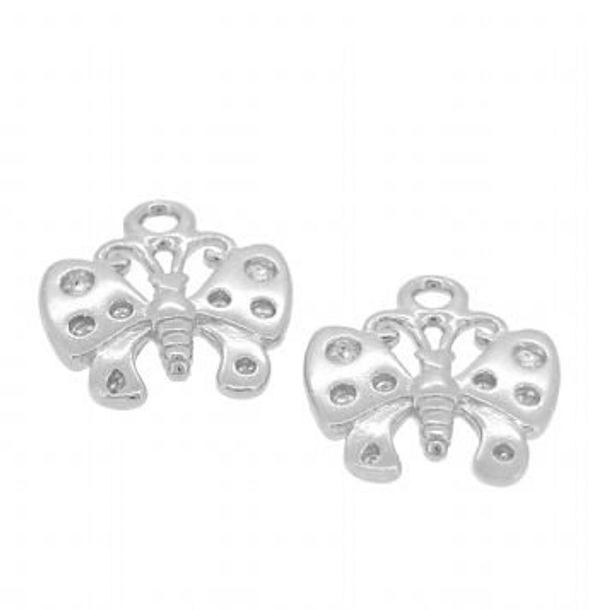 STERLING SILVER TWO 11mm BUTTERFLY for SLEEPER EARRING CHARMS