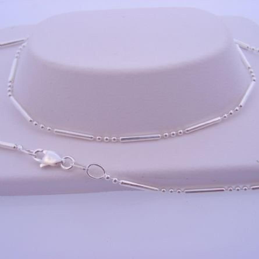 4g STERLING SILVER 1.5mm ROUND BALL & BAR DESIGN 45cm NECKLACE