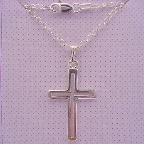 Sterling Silver Open Cross Pendant Necklace