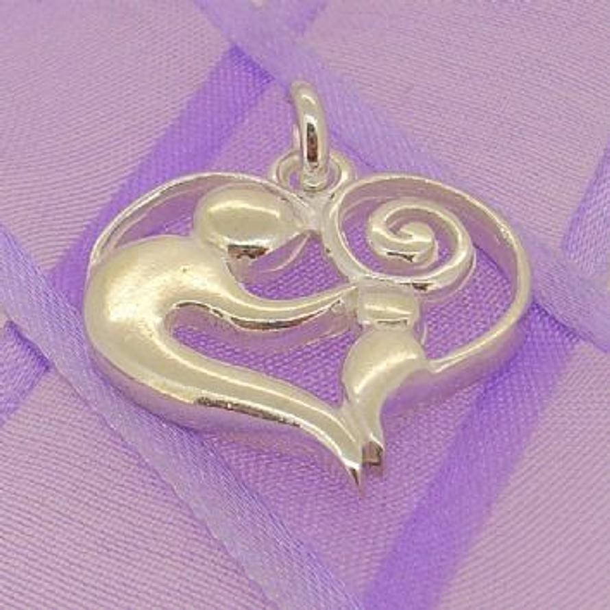 STERLING SILVER 23mm MOTHER BABY CHILD CHARM PENDANT