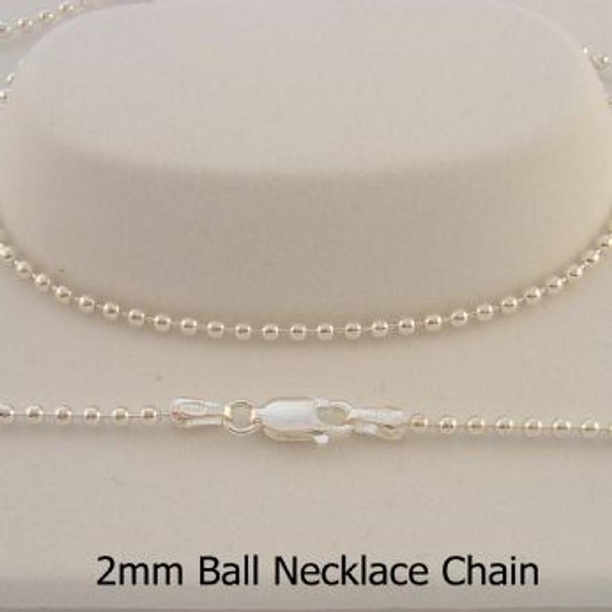 STERLING SILVER 2mm BALL CHAIN NECKLACE -N-925-2mmBALL