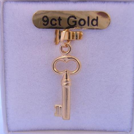 9ct Gold 8mm X 20mm Key Charm Pendant 21st Birthday Key