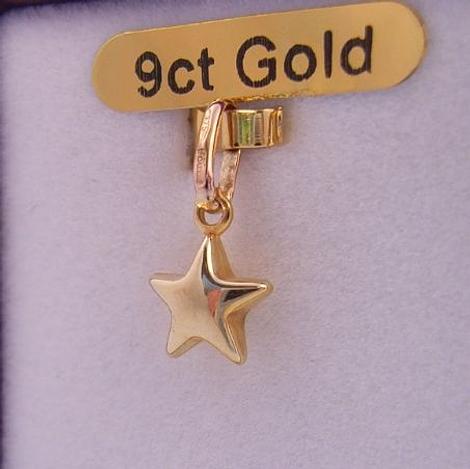 9ct Gold 9ct Gold 7mm Puffed Lucky Star Charm