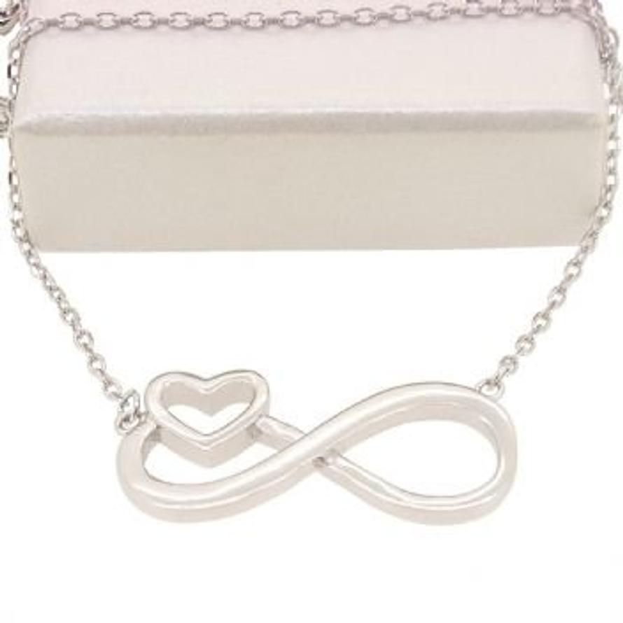 STERLING SILVER INFINITE LOVE INFINITY HEART CHARM NECKLACE
