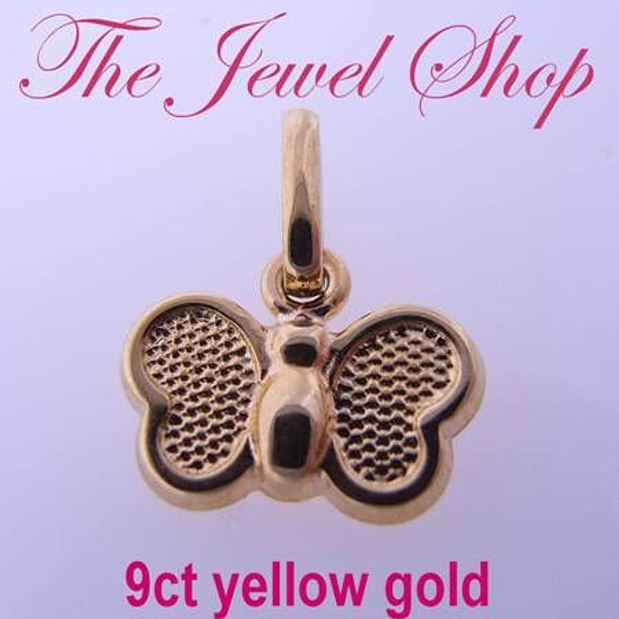 9CT YELLOW GOLD 10mm BEAUTIFUL BUTTERFLY CHARM PENDANT