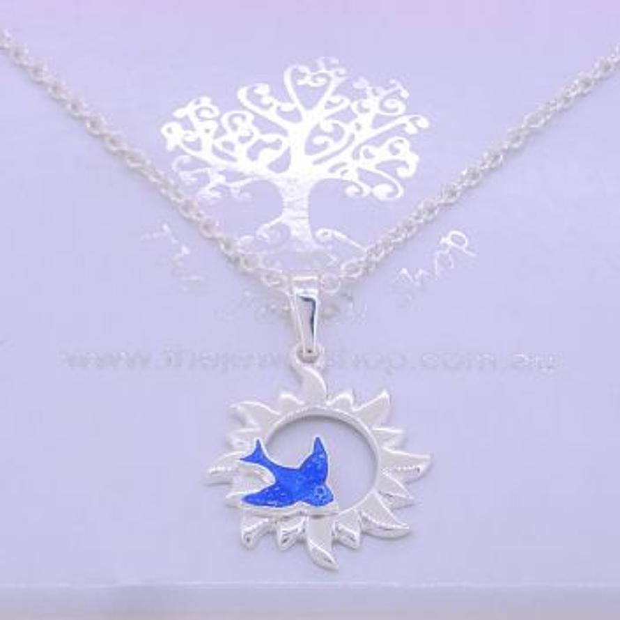 STERLING SILVER You are my Sunshine BLUEBIRD CHARM NECKLACE
