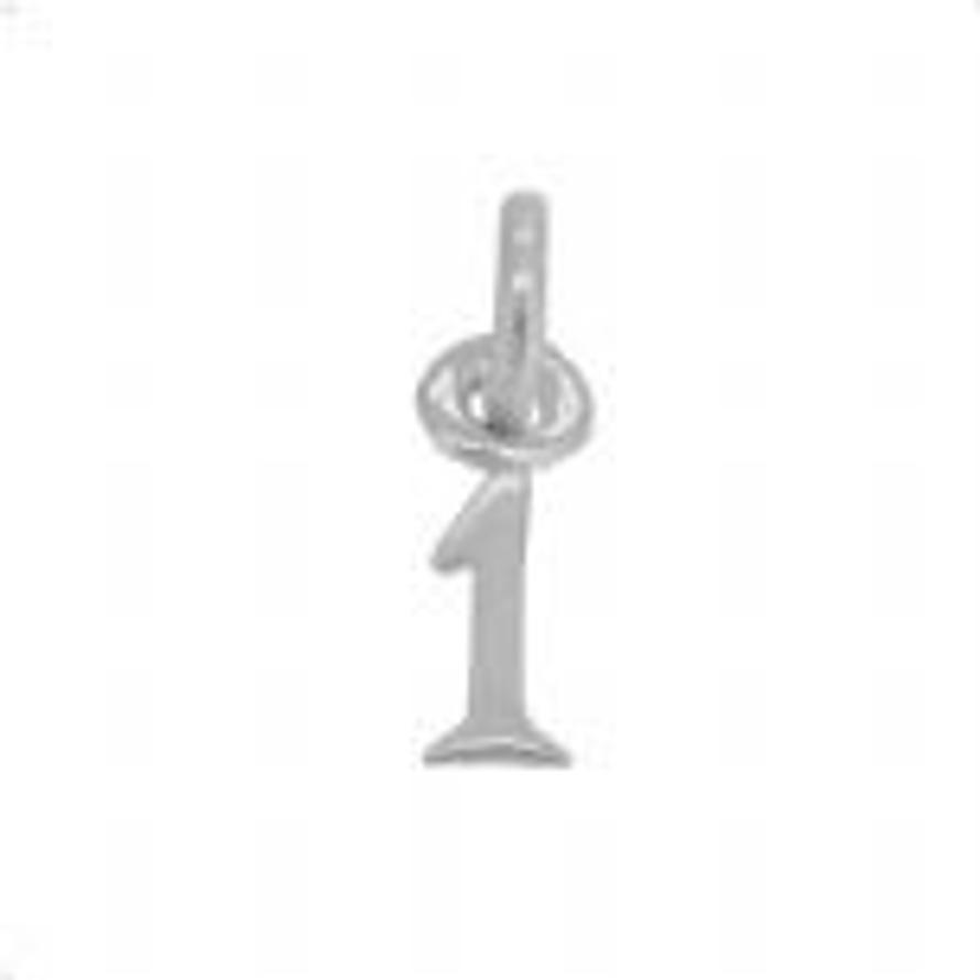 9CT WHITE GOLD SMALL NUMBER ONE 1 CHARM