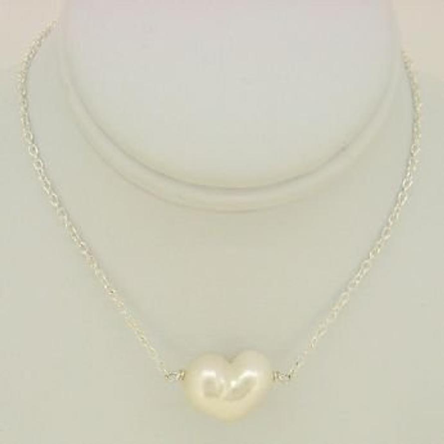 STERLING SILVER FRESHWATER BAROQUE HEART PEARL NECKLACE