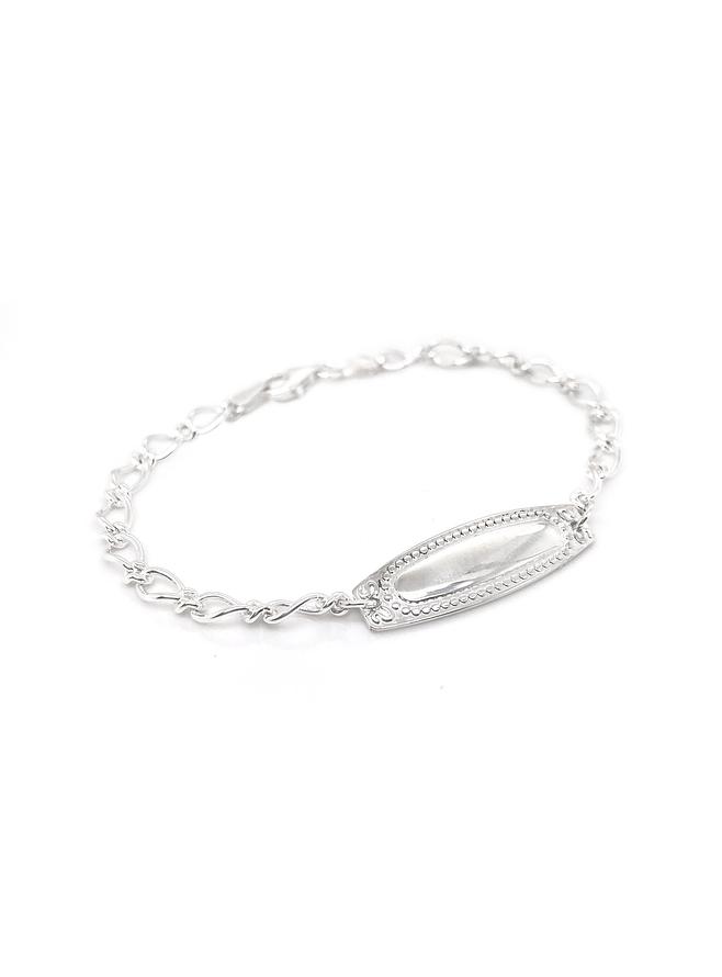 Sterling Silver Figaro Curb Identity Bracelet