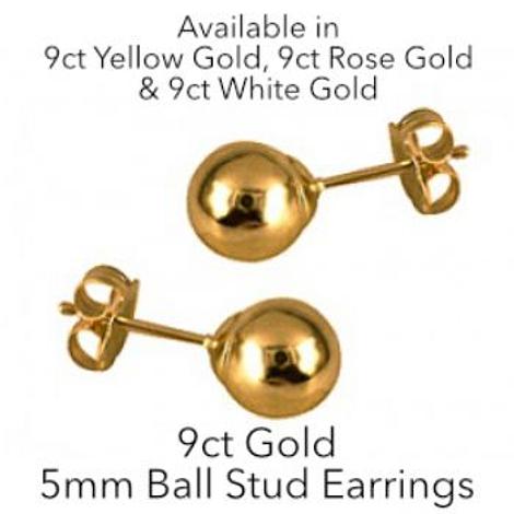 9ct Gold 5mm Ball Stud Design Earrings