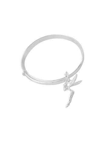 Sterling Silver Expandable Bangle With Tinkerbell Charm