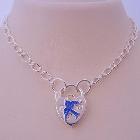 Bluebird Sterling Silver Heart Padlock Necklace 45cm