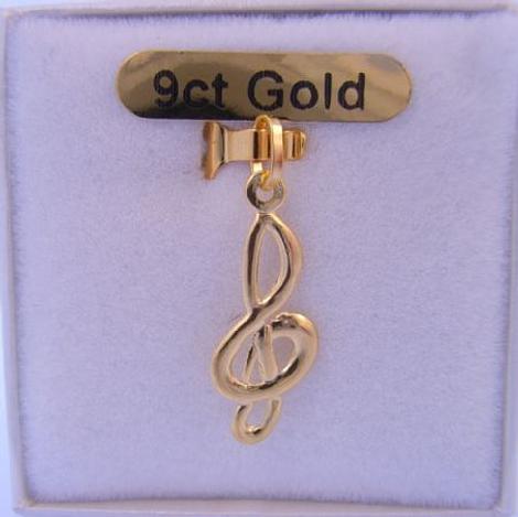 9ct Gold Musical Note Music Trebble Clef Charm Pendant