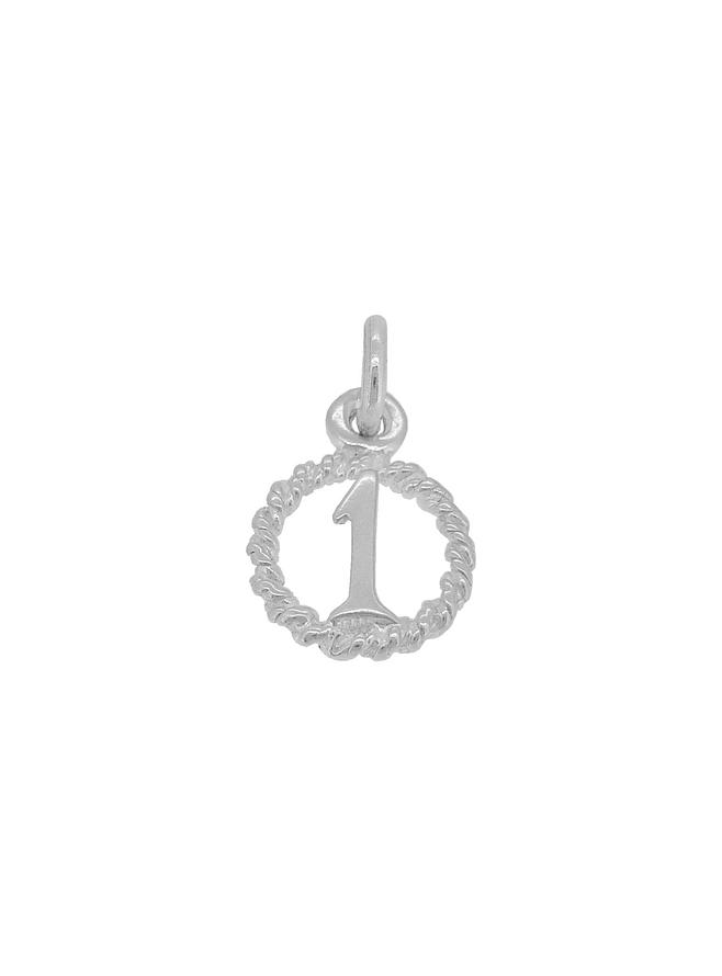First Birthday Number One 1 Circle Charm in 9ct White Gold