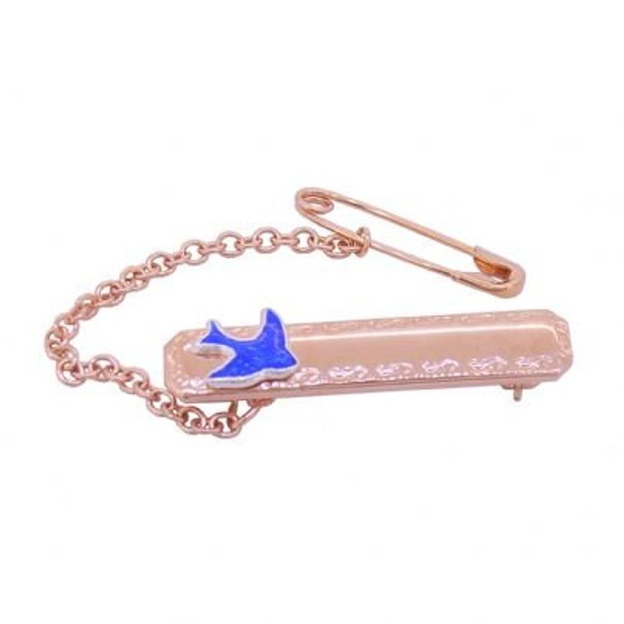 HARD ROSE GOLD PLATED STERLING SILVER BLUEBIRD of HAPPINESS BABY BROOCH