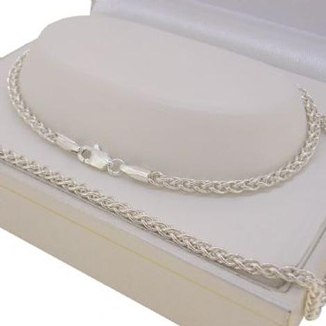 Unisex Sterling Silver 2.5mm Wheat Chain Necklace All Sizes