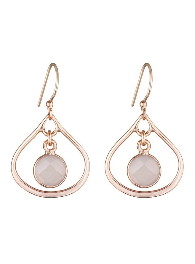 Selene Mini Stone Earrings Soft Rose Quartz in Rose Gold
