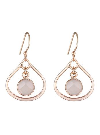 Selene Mini Stone Earrings Soft Rose Quartz in Rose Gold