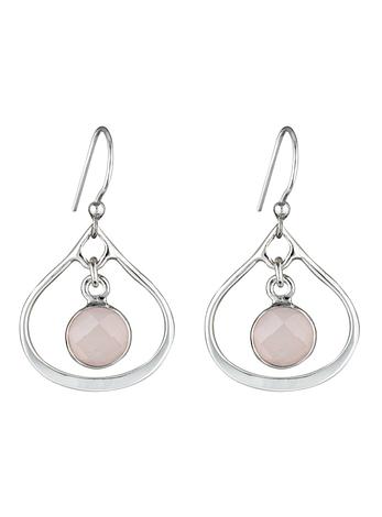 Silver Selene Mini Stone Earrings Soft Rose Quartz