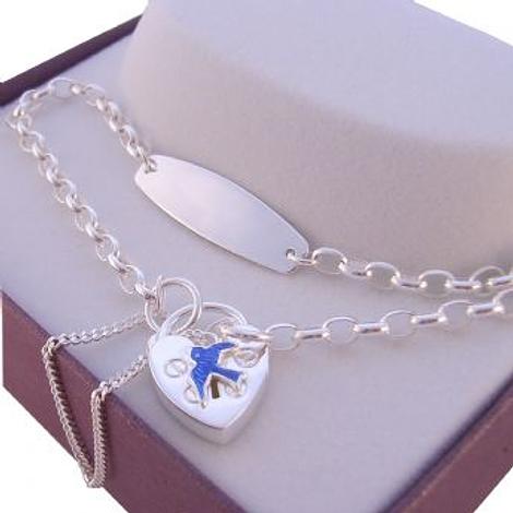 Sterling Silver Identity Charm Belcher Bluebird of Happiness Padlock Bracelet