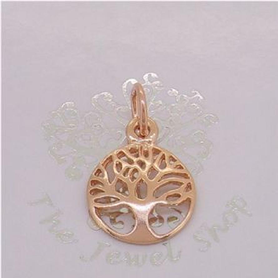 SOLID 9CT ROSE GOLD 12mm TREE OF LIFE CHARM PENDANT