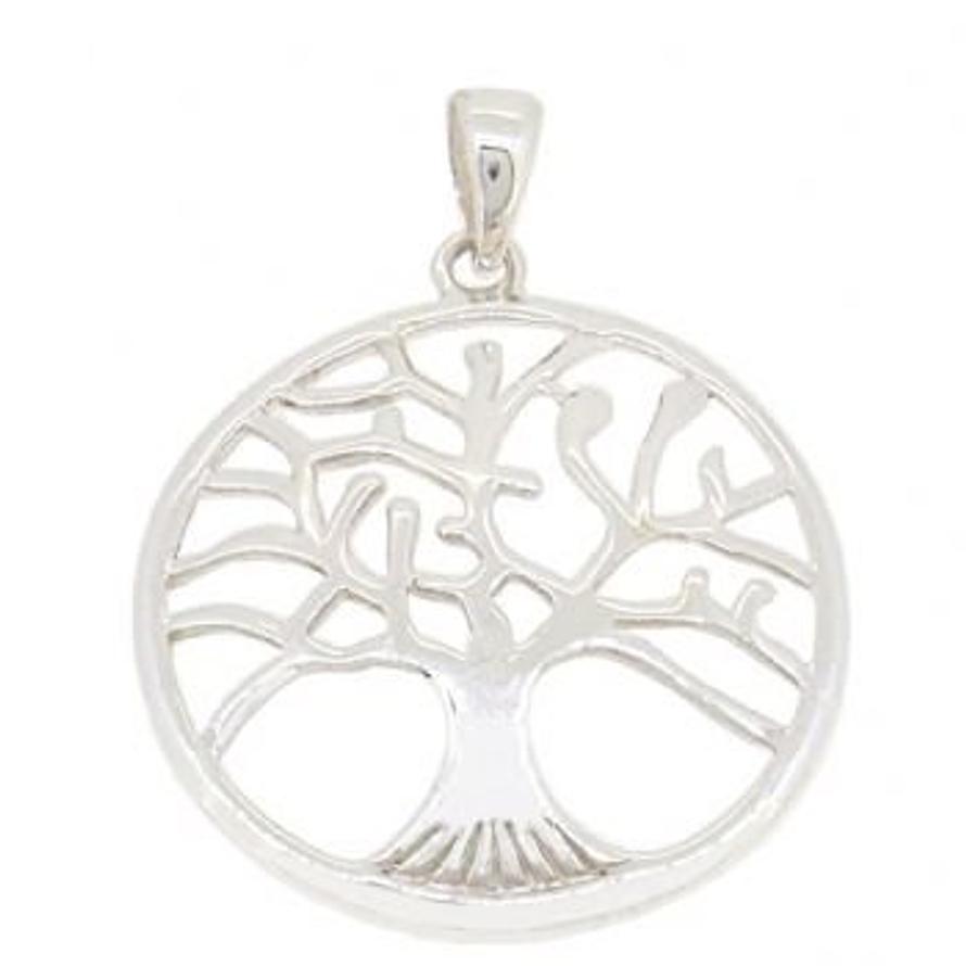 STERLING SILVER 32mm TREE OF LIFE CHARM PENDANT CABLE NECKLACE