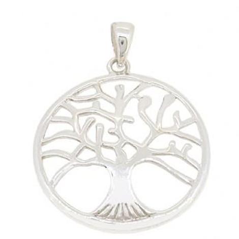 Sterling Silver Tree of Life Charm Pendant Cable Necklace