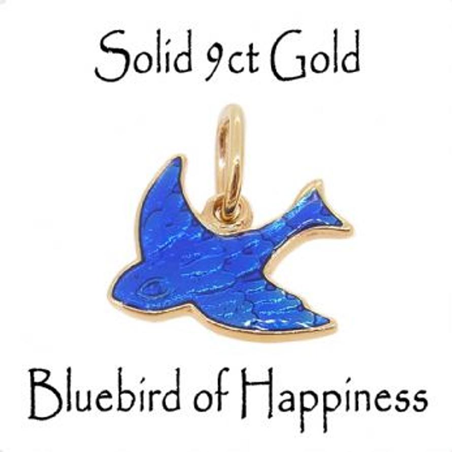9CT YELLOW GOLD 10mm BLUEBIRD OF HAPPINESS CHARM PENDANT
